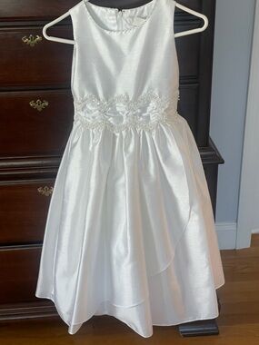 Gorgeous white Communion or Flower Girl Dress with Beaded Waist.